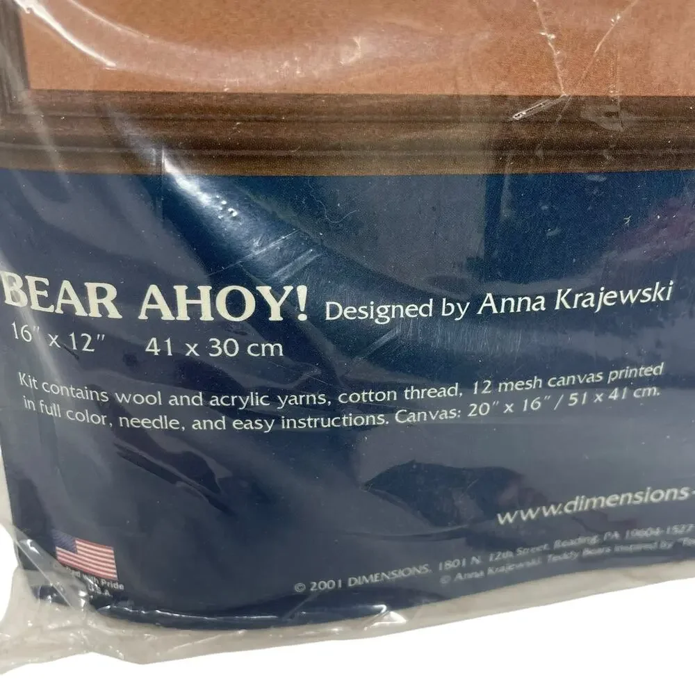 Sunset Needlepoint Bear Ahoy! Kit by Anna Krajewski Vintage New in Package